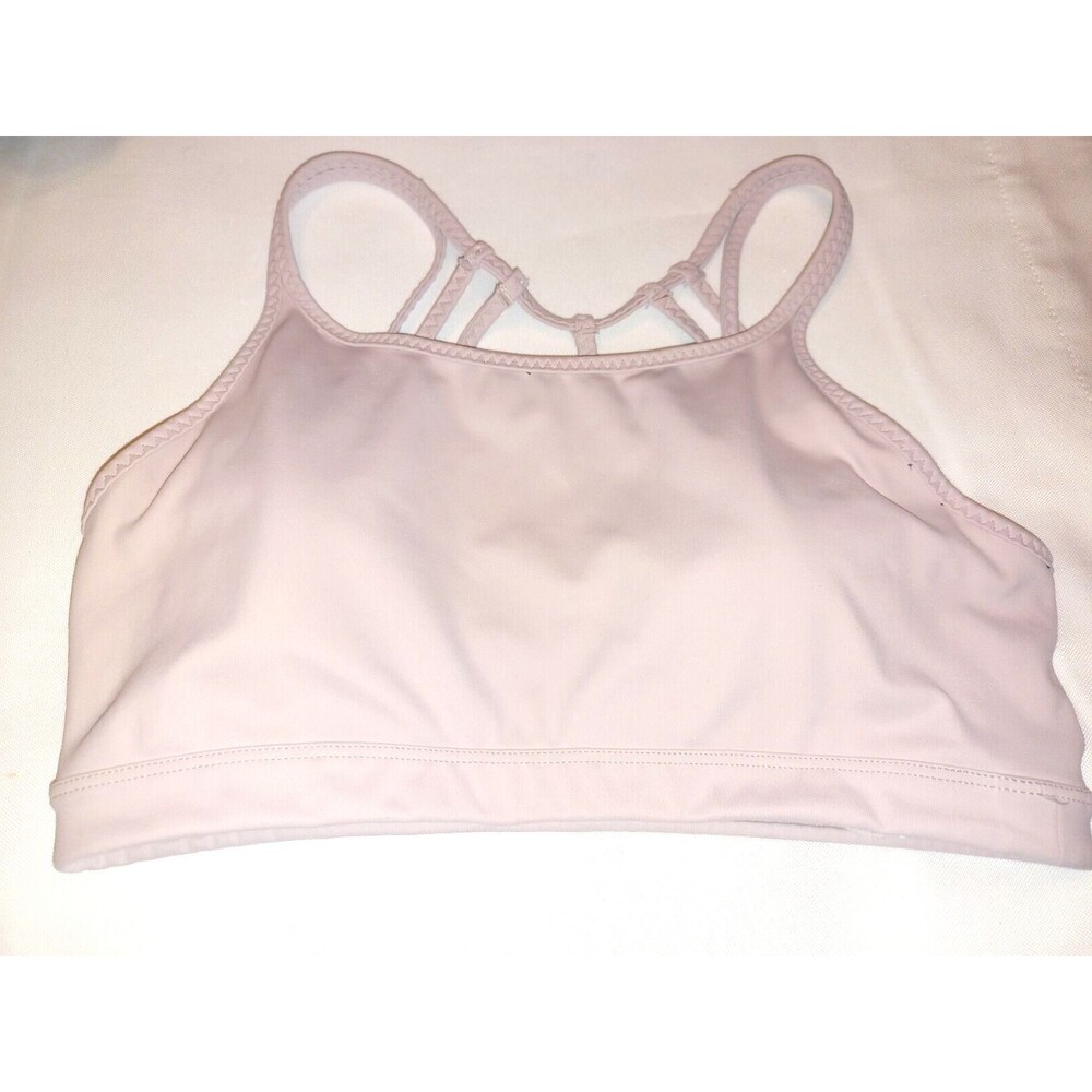 ATHLETA Sport bra Strappy Back Spandex Mesh Nude Pink Sexy sz M USA California